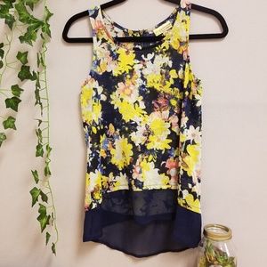 P Vera Wang_Floral Tank with Navy Crepe Bottom, XS